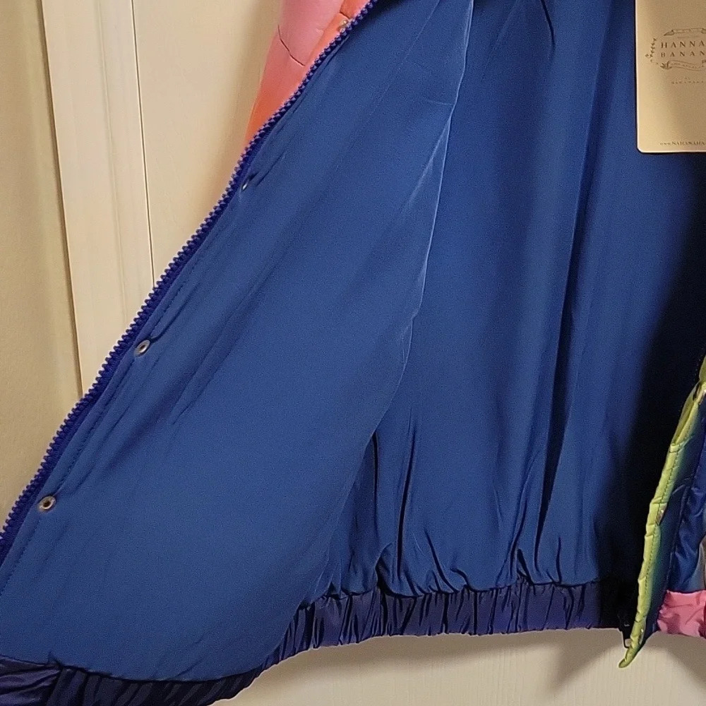 NWT Hannah Banana Girls Colorful Rainbow Coat Size 16 Zipper with button overlay - Picture 5 of 5